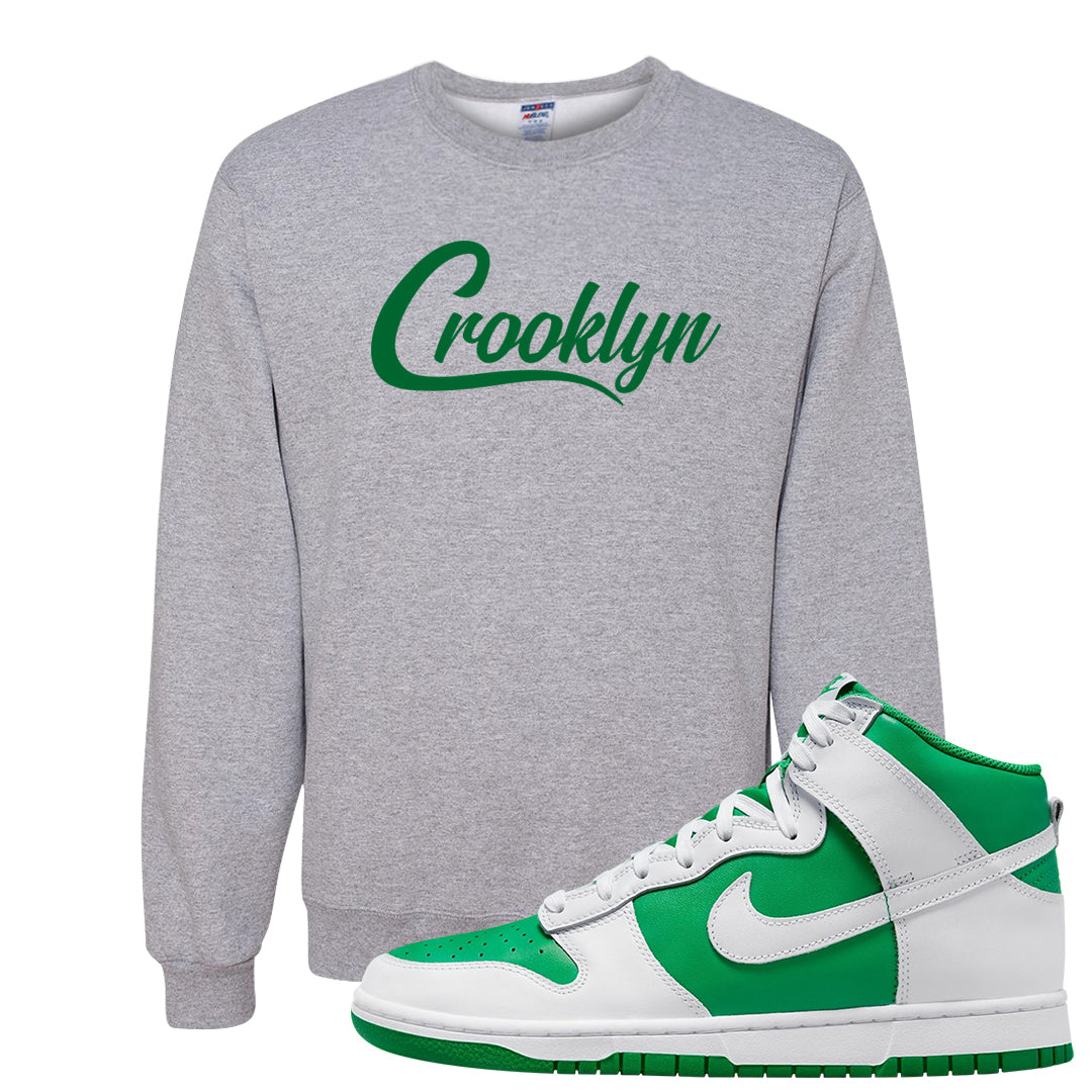 White Green High Dunks Crewneck Sweatshirt | Crooklyn, Ash