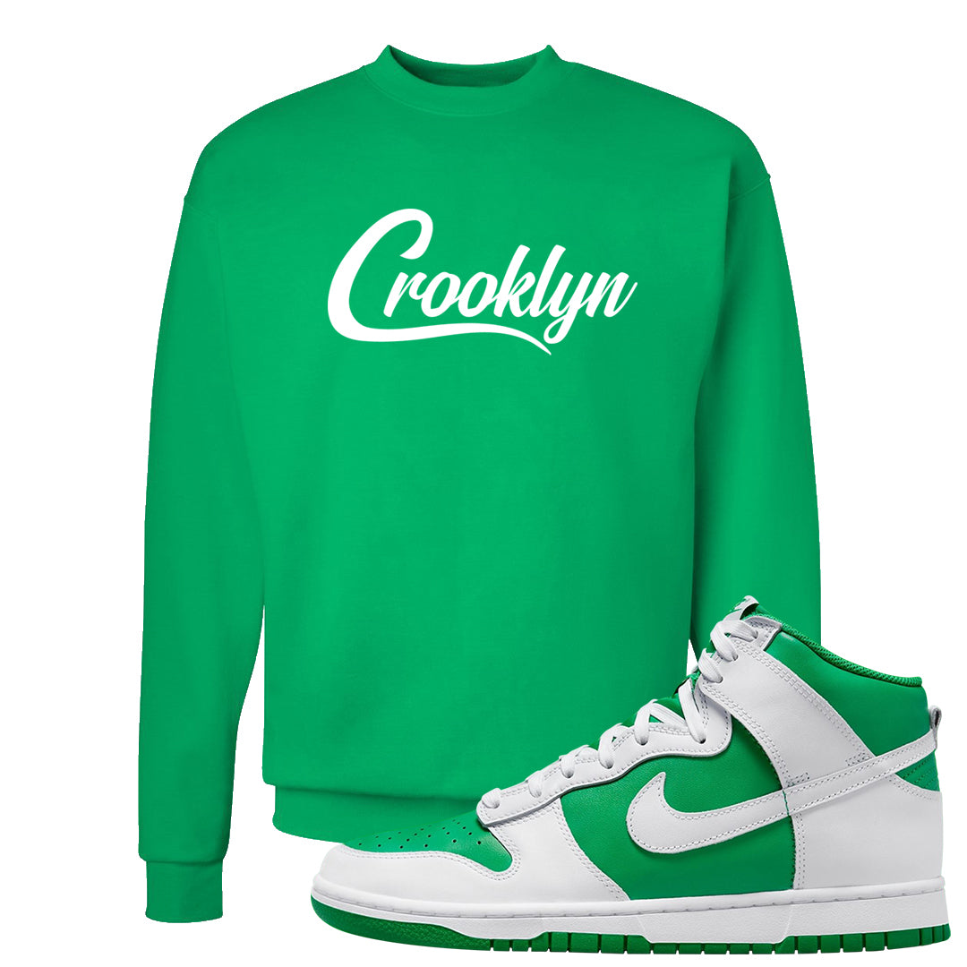 White Green High Dunks Crewneck Sweatshirt | Crooklyn, Kelly Green
