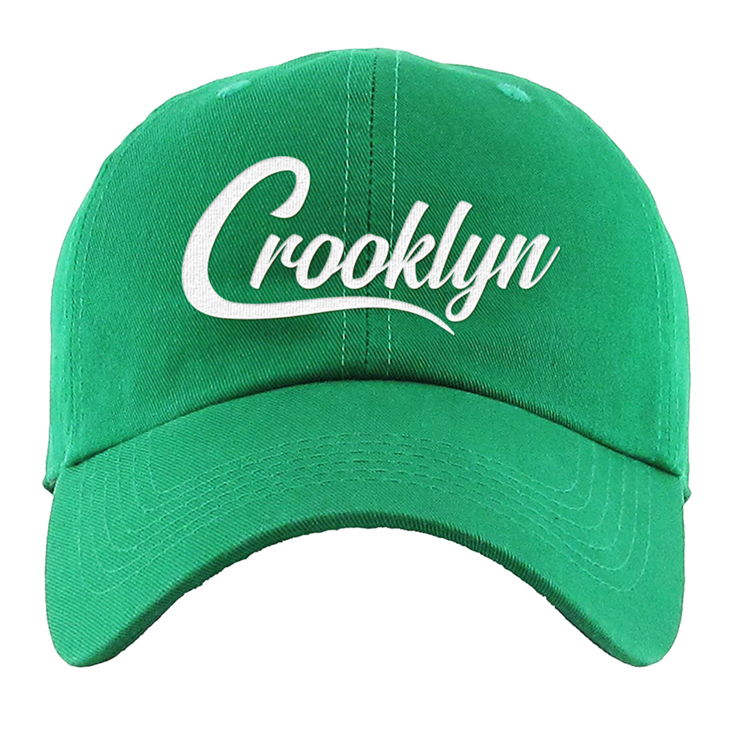 White Green High Dunks Dad Hat | Crooklyn, Kelly Green