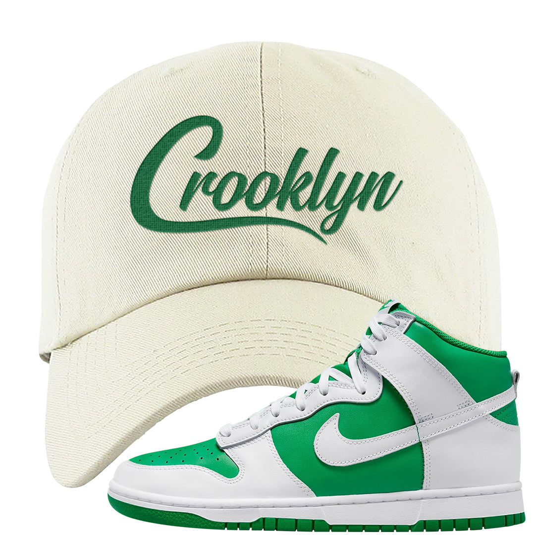 White Green High Dunks Dad Hat | Crooklyn, White