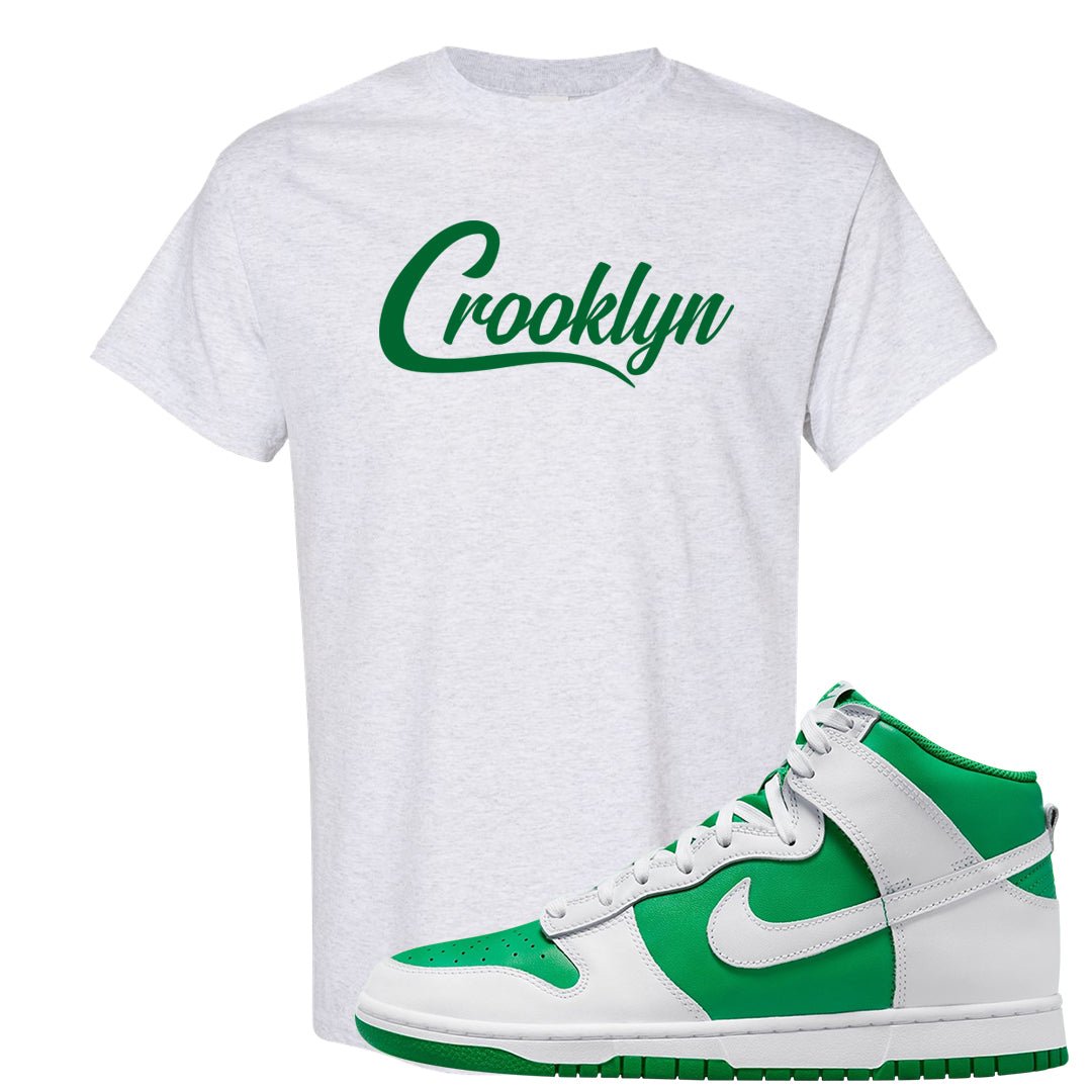 White Green High Dunks T Shirt | Crooklyn, Ash