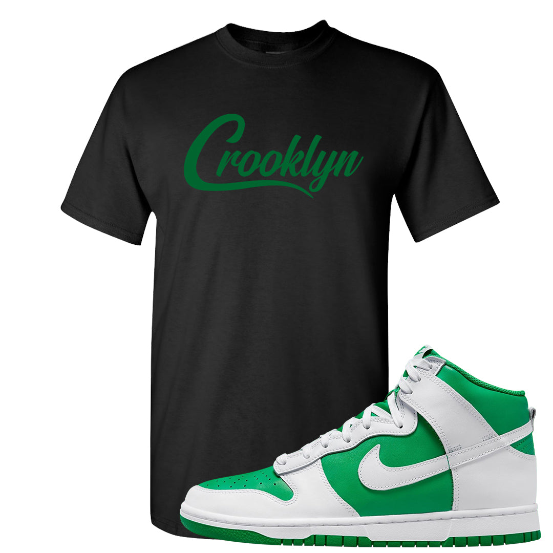 White Green High Dunks T Shirt | Crooklyn, Black