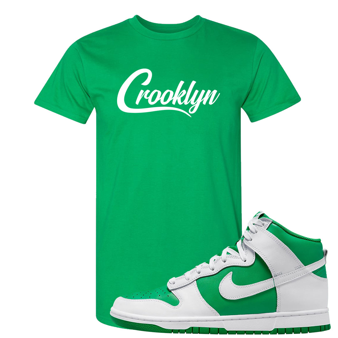 White Green High Dunks T Shirt | Crooklyn, Kelly Green
