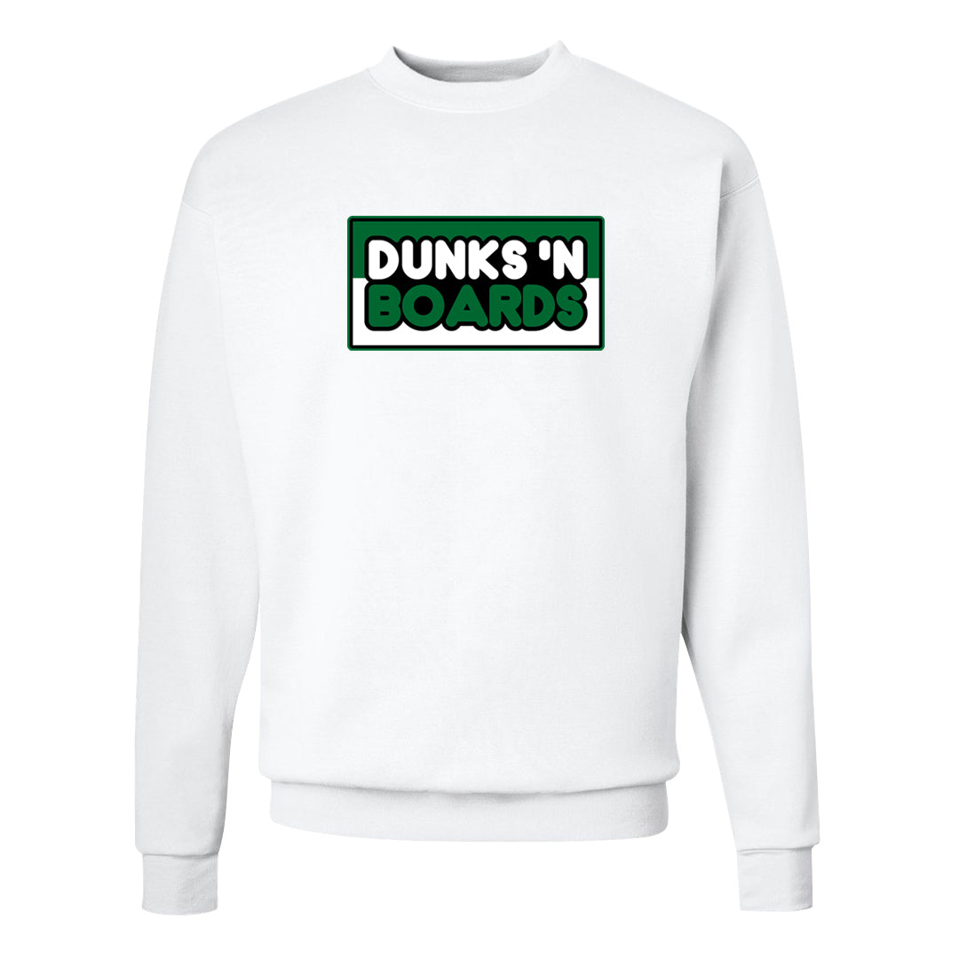White Green High Dunks Crewneck Sweatshirt | Dunks N Boards, White