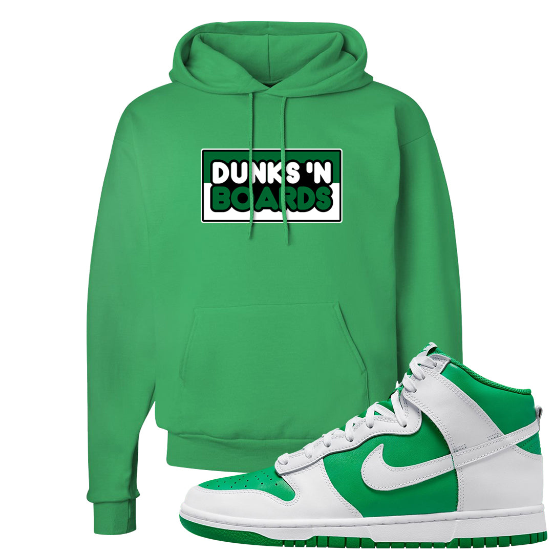 White Green High Dunks Hoodie | Dunks N Boards, Kelly Green