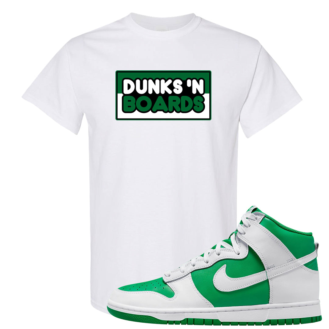 White Green High Dunks T Shirt | Dunks N Boards, White