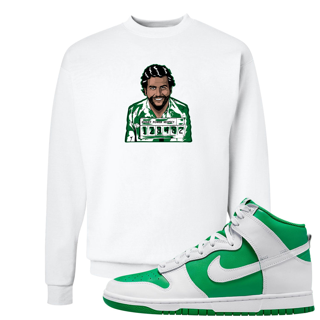 White Green High Dunks Crewneck Sweatshirt | Escobar Illustration, White
