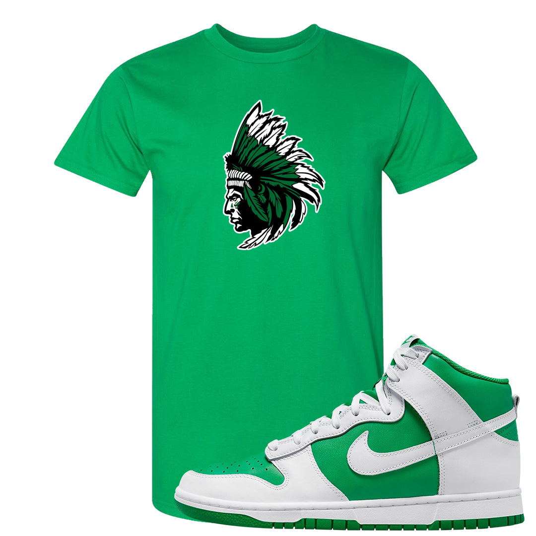 White Green High Dunks T Shirt | Indian Chief, Kelly Green