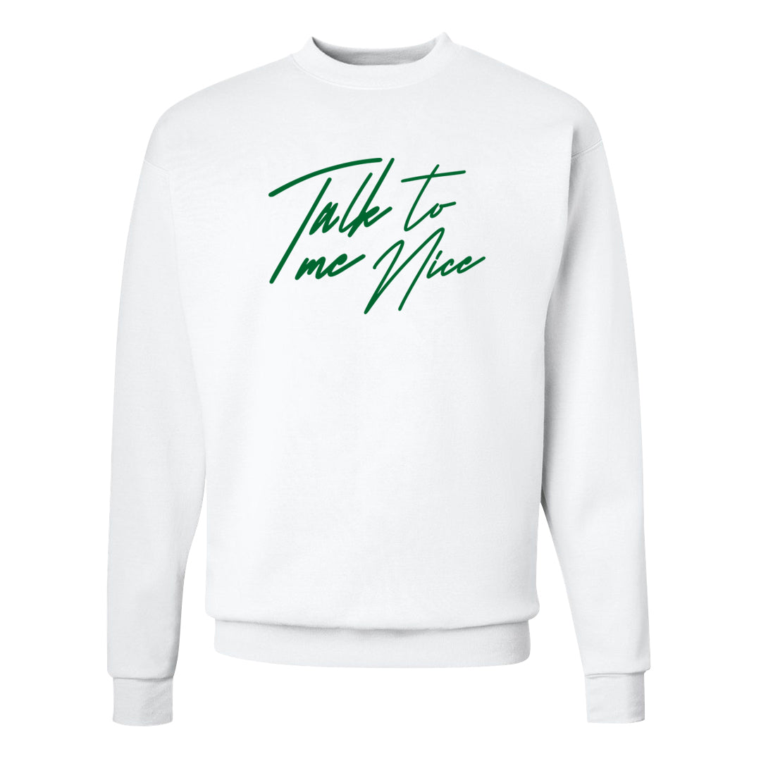 White Green High Dunks Crewneck Sweatshirt | Talk To Me Nice, White