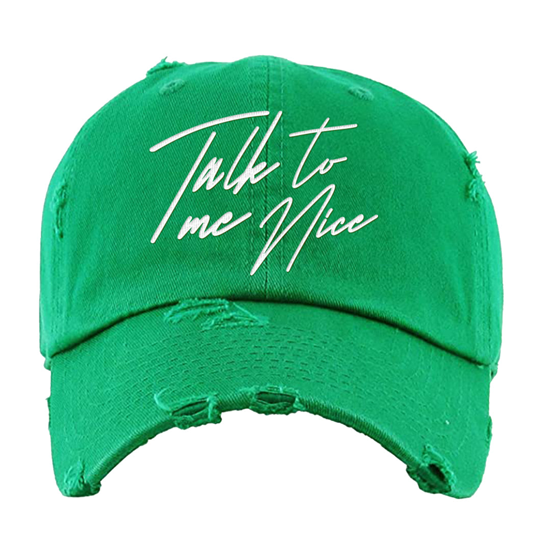 White Green High Dunks Distressed Dad Hat | Talk To Me Nice, Kelly Green