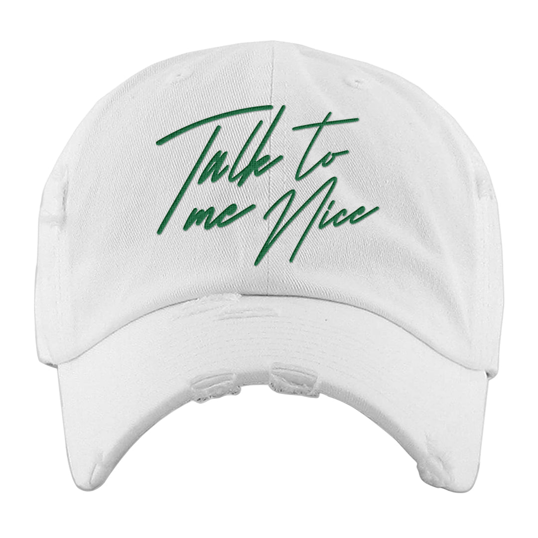White Green High Dunks Distressed Dad Hat | Talk To Me Nice, White