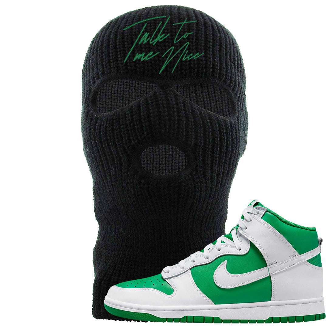White Green High Dunks Ski Mask | Talk To Me Nice, Black
