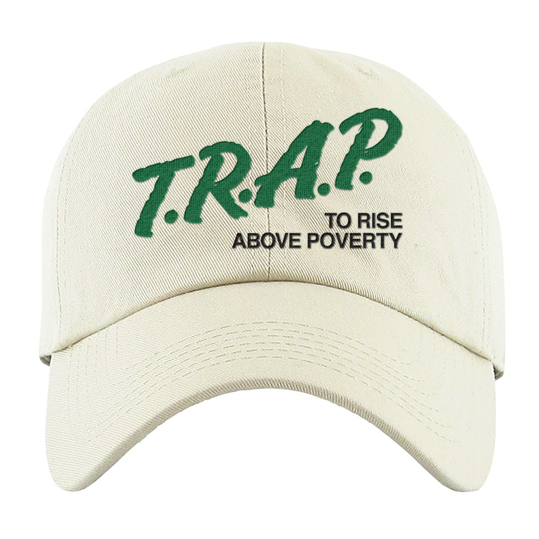 White Green High Dunks Dad Hat | Trap To Rise Above Poverty, White