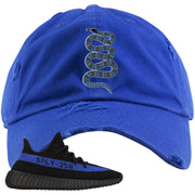 Dazzling Blue v2 350s Distressed Dad Hat | Coiled Snake, Royal