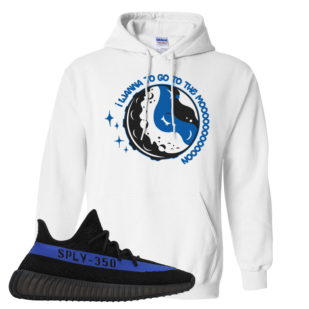 Dazzling Blue v2 350s Hoodie | I Wanna Go To The Moon, White
