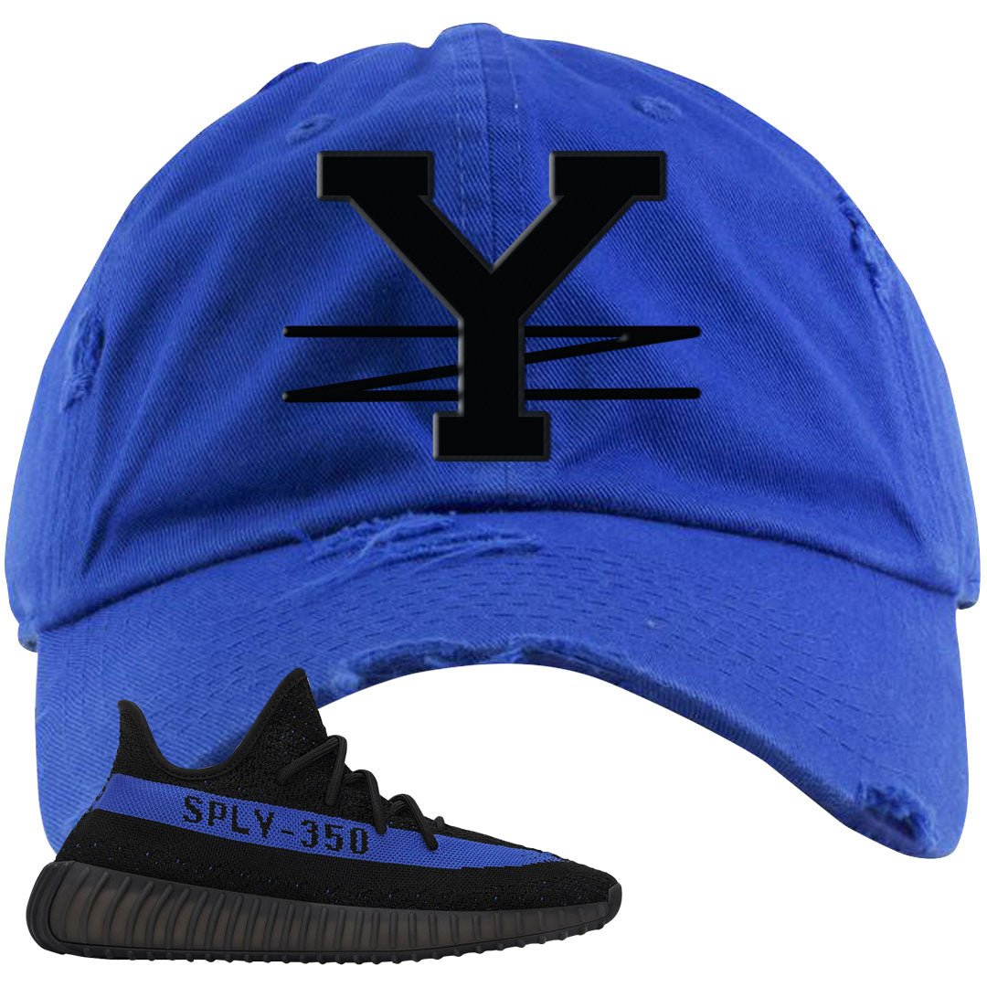 Dazzling Blue v2 350s Distressed Dad Hat | YZ, Royal