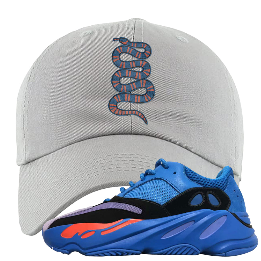 Hi Res Blue 700s Dad Hat | Coiled Snake, Light Gray