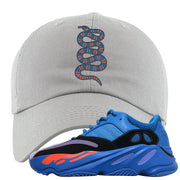 Hi Res Blue 700s Dad Hat | Coiled Snake, Light Gray