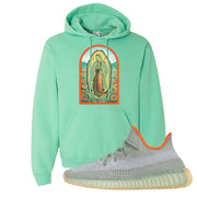 Yeezy 350 V2 Desert Sage Sneaker Pullover Hoodie | Virgin Mary | Cool Mint