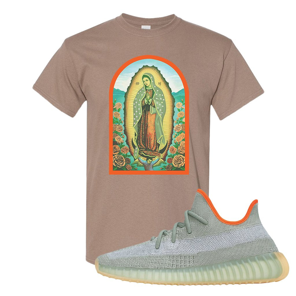 Yeezy 350 V2 Desert Sage Sneaker T Shirt |Virgin Mary | Brown Savanna