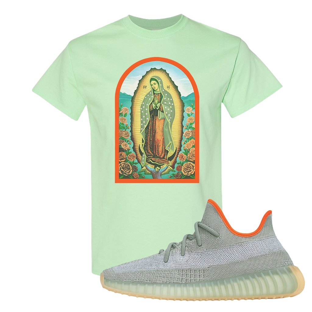 Yeezy 350 V2 Desert Sage Sneaker T Shirt |Virgin Mary | Mint Green