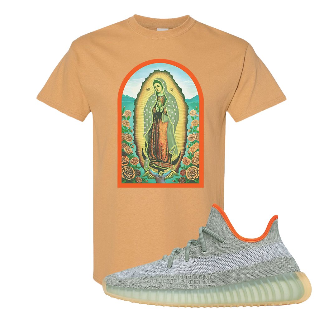 Yeezy 350 V2 Desert Sage Sneaker T Shirt |Virgin Mary | Old Gold
