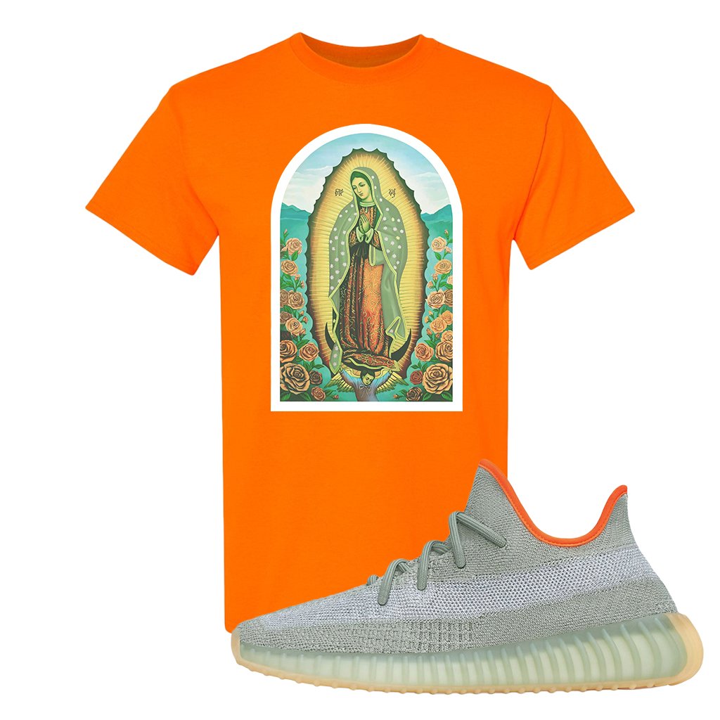 Yeezy 350 V2 Desert Sage Sneaker T Shirt |Virgin Mary | Safety Orange