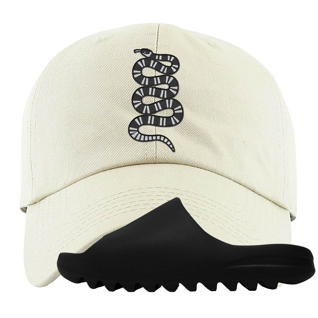 Onyx Foam Slides Dad Hat | Coiled Snake, White