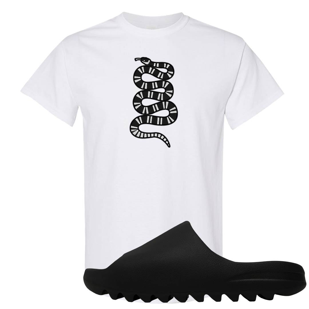 Onyx Foam Slides T Shirt | Coiled Snake, White