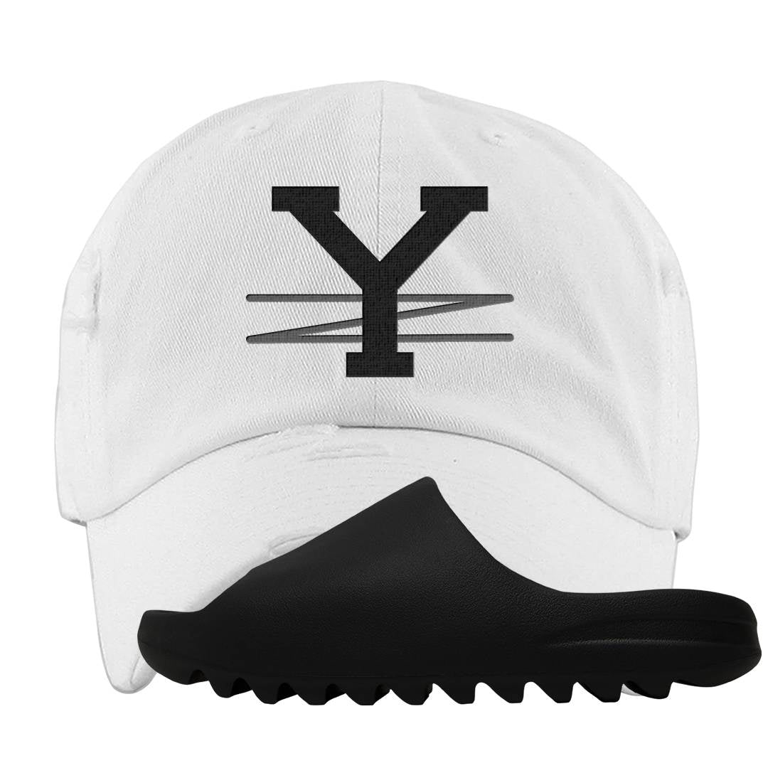 Onyx Foam Slides Distressed Dad Hat | YZ, White