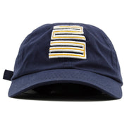 the jordan 4 dunk from above matching 23 ball cap dad hat has a navy blue dad hat and a jordan 23 logo embroidered on the front in white and gold