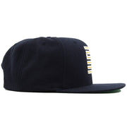 the dunk from above jordan 4 matching snapback hat has a high crown and a flat brim