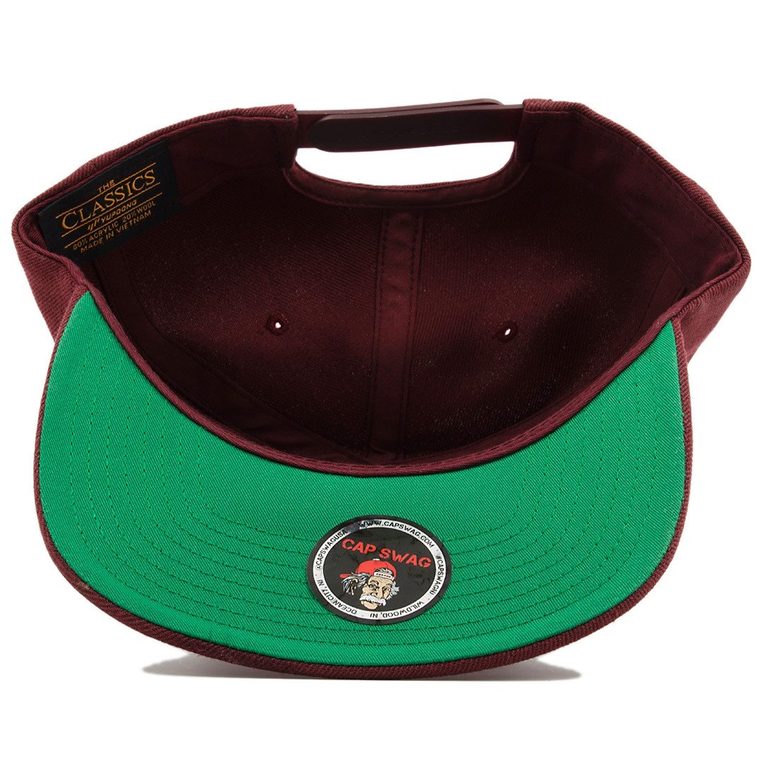 the illuminati masonic snapback hat has a green underbrim
