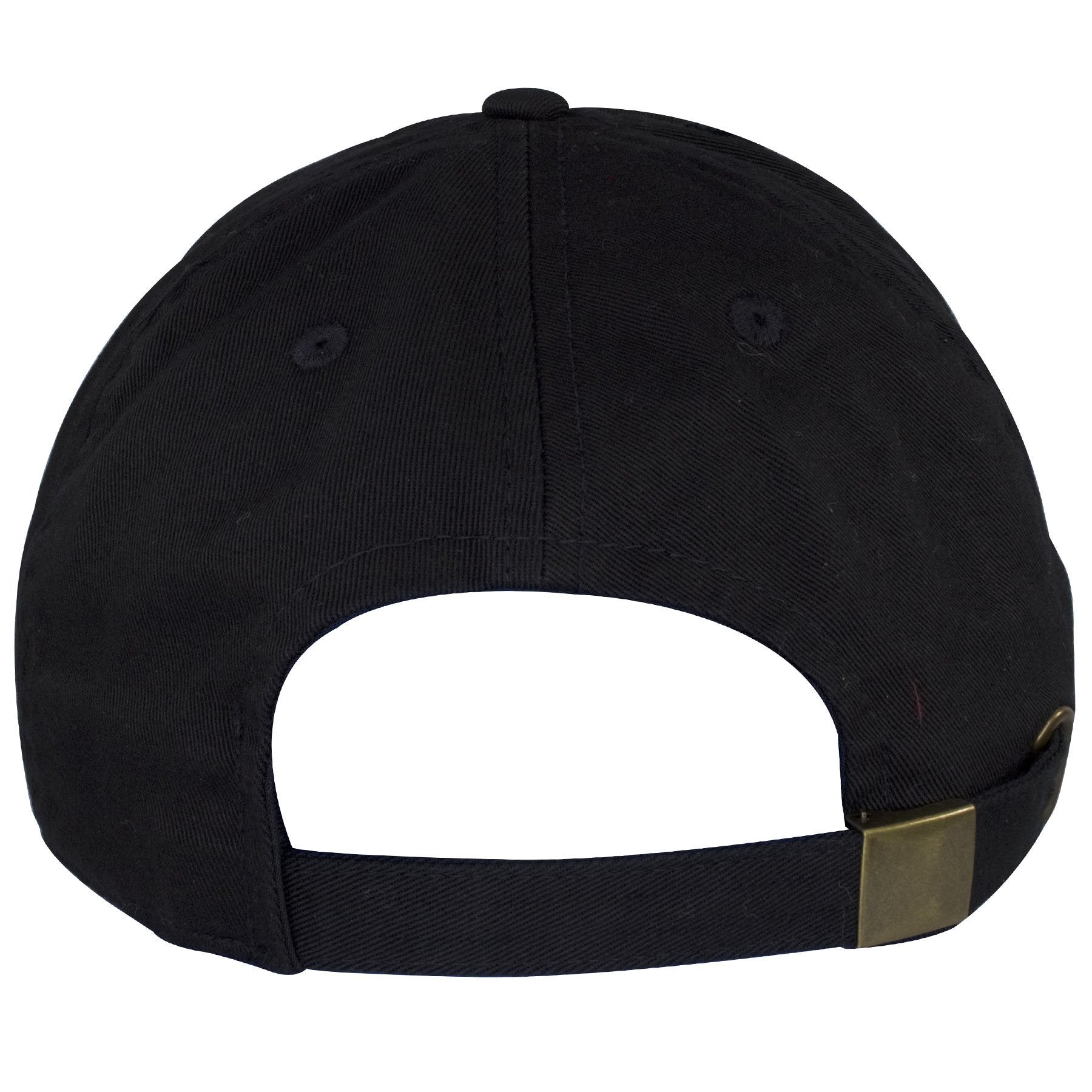 on the back of the golden foams sneaker matching distressed dad hat is a black adjustable strap