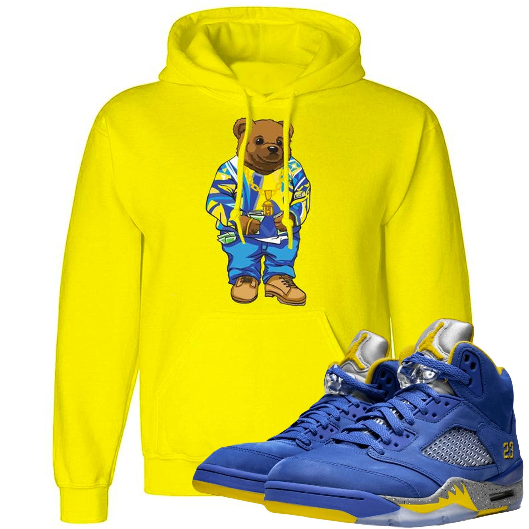 This yellow hoodie will match great with your Jordan 5 Alternate Laney JSP shoes