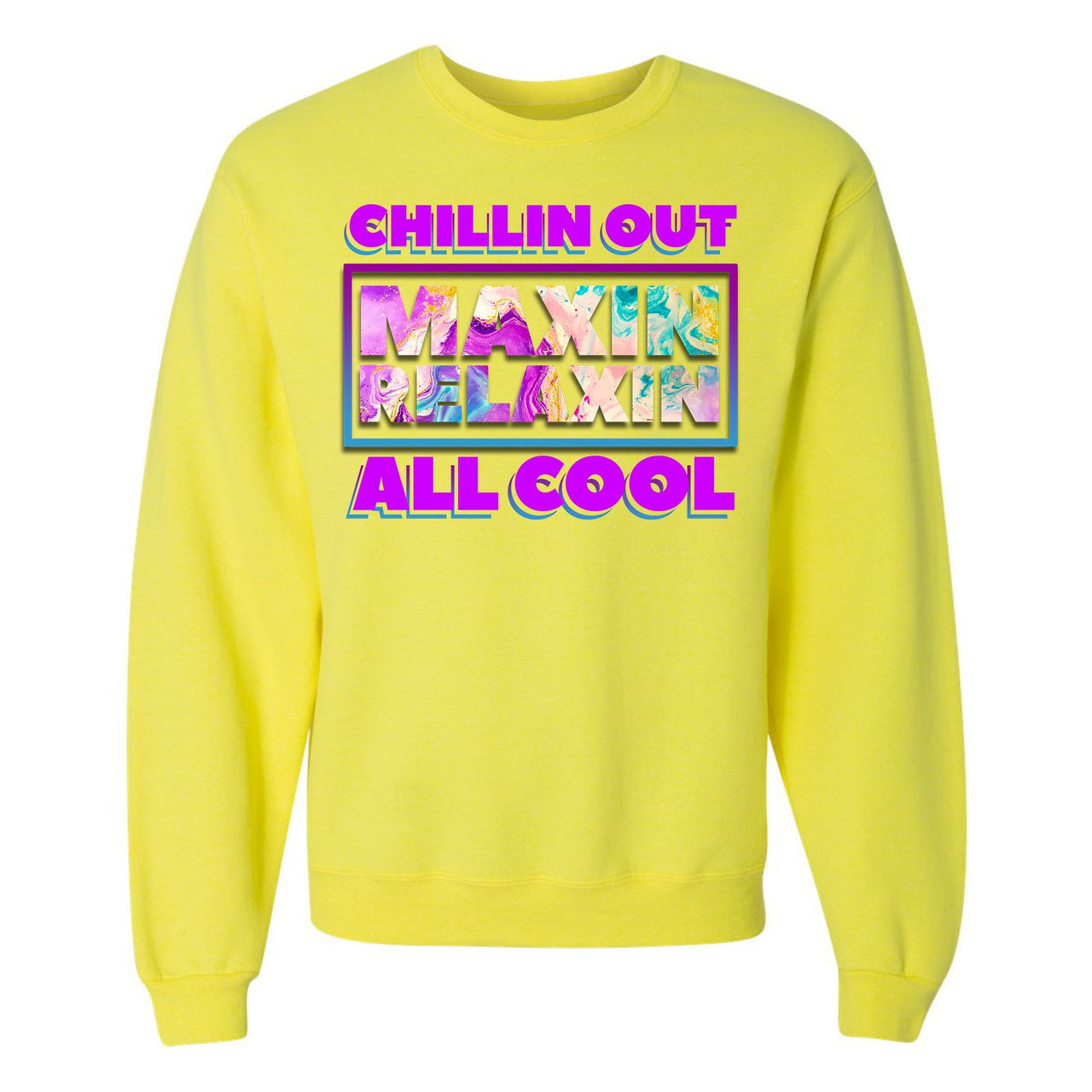 White Aqua 8s Sweater | Chillin Out Maxin Relaxin All Cool, Neon Yellow