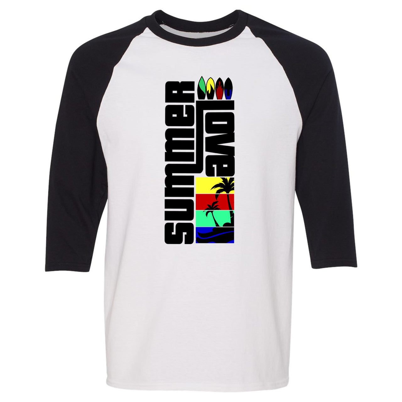 Bauhaus React 270s Raglan T Shirt | Summer Love, White and Black