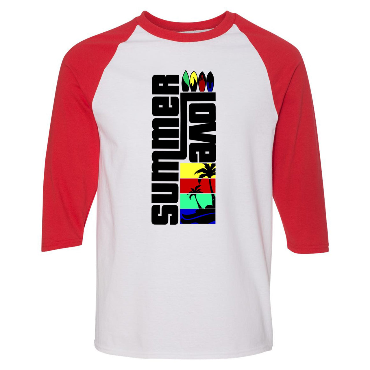 Bauhaus React 270s Raglan T Shirt | Summer Love, White and Red