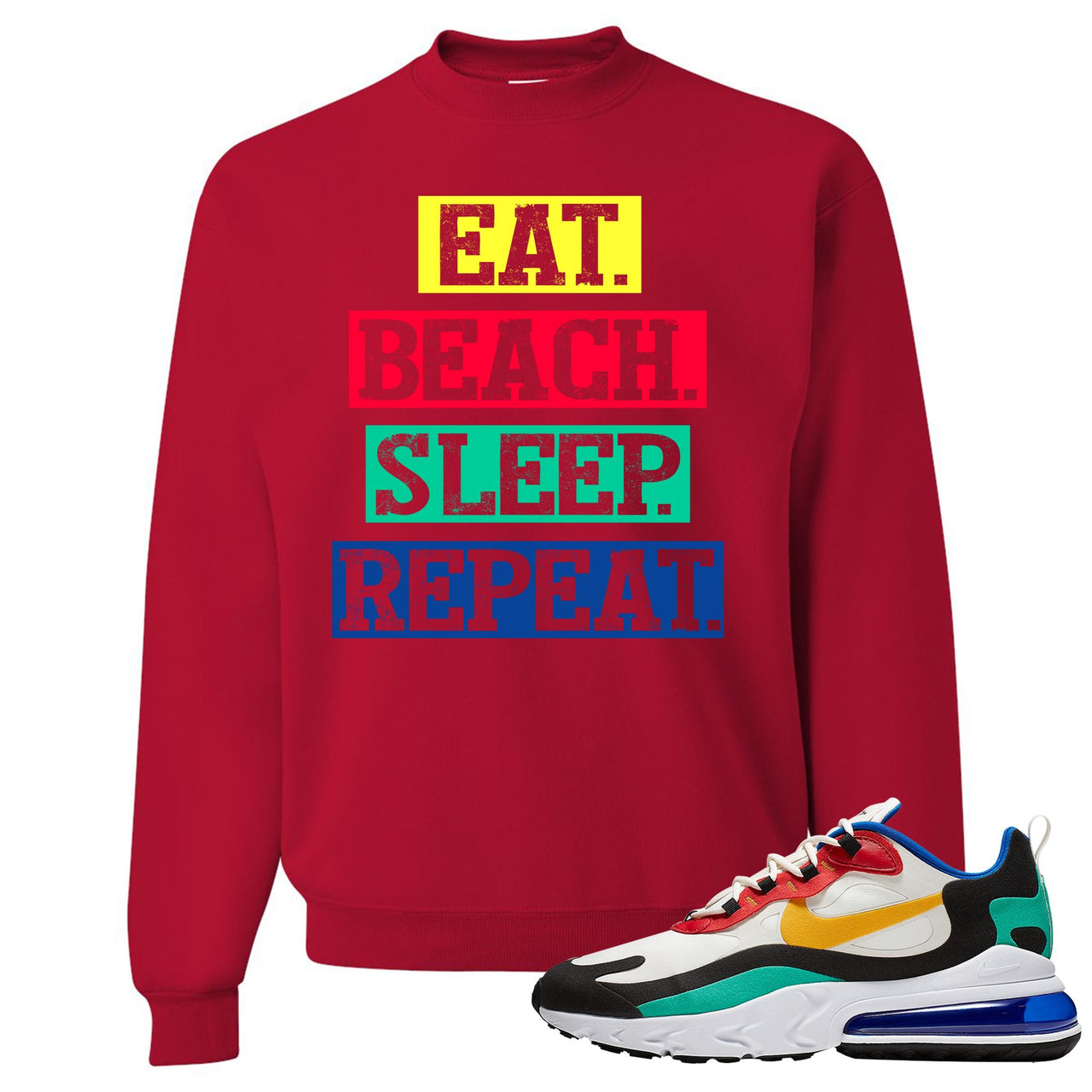 Bauhaus React 270s Crewneck Sweatshirt | Eat Beach Sleep Repeat, Red