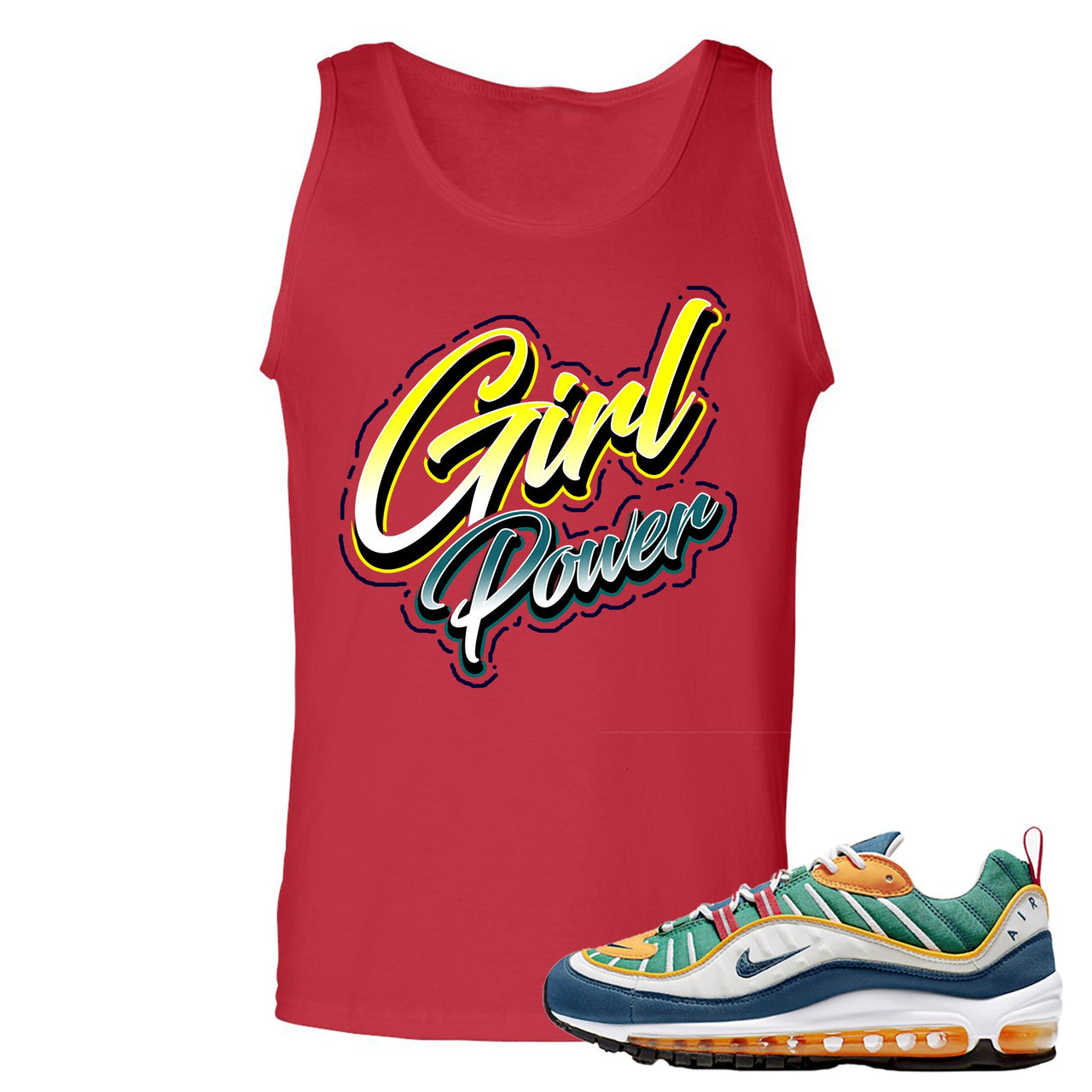 Multicolor 98s Mens Tank Top | Girl Power, Red