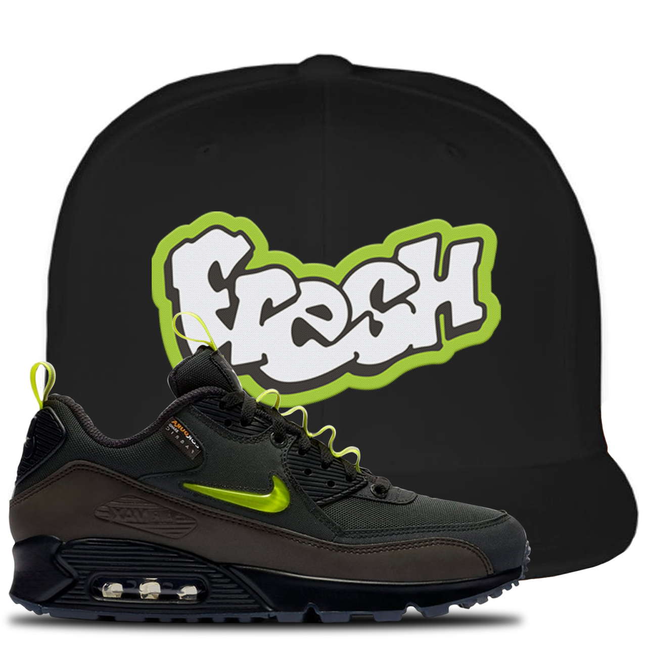 The Basement X Air Max 90 Manchester Fresh Black Sneaker Hook Up Snapback Hat