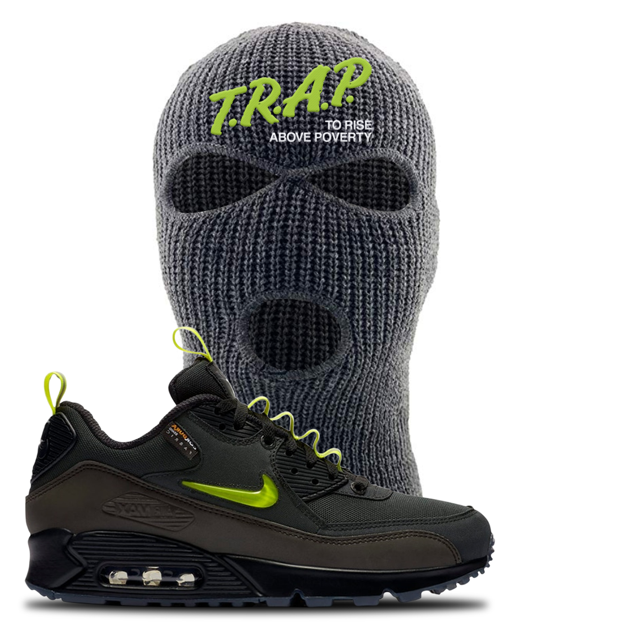 The Basement X Air Max 90 Manchester Trap to Rise Above Poverty Dark Gray Sneaker Hook Up Ski Mask
