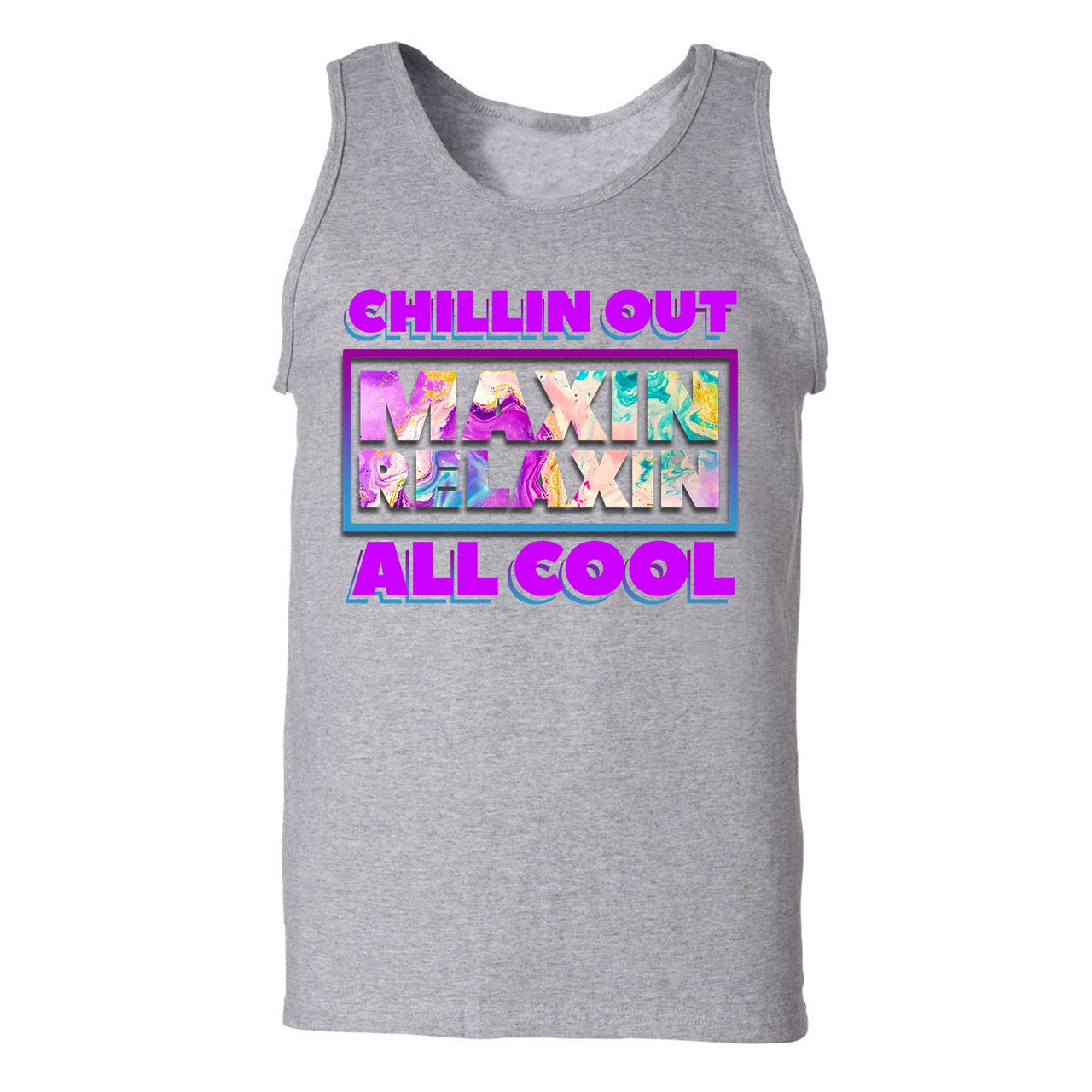 White Aqua 8s Mens Tank Top | Chillin Out Maxin Relaxin All Cool, Sport Grey