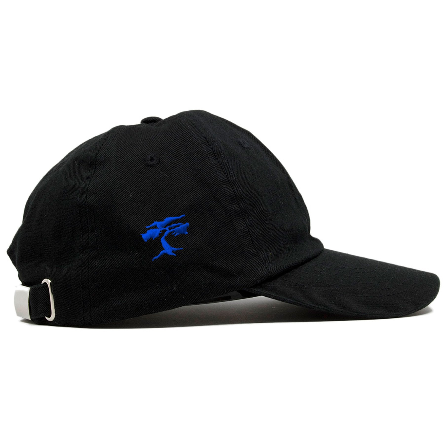 on the right side of the space jam squad dad hat there is a blue foot clan logo embroidered on the side