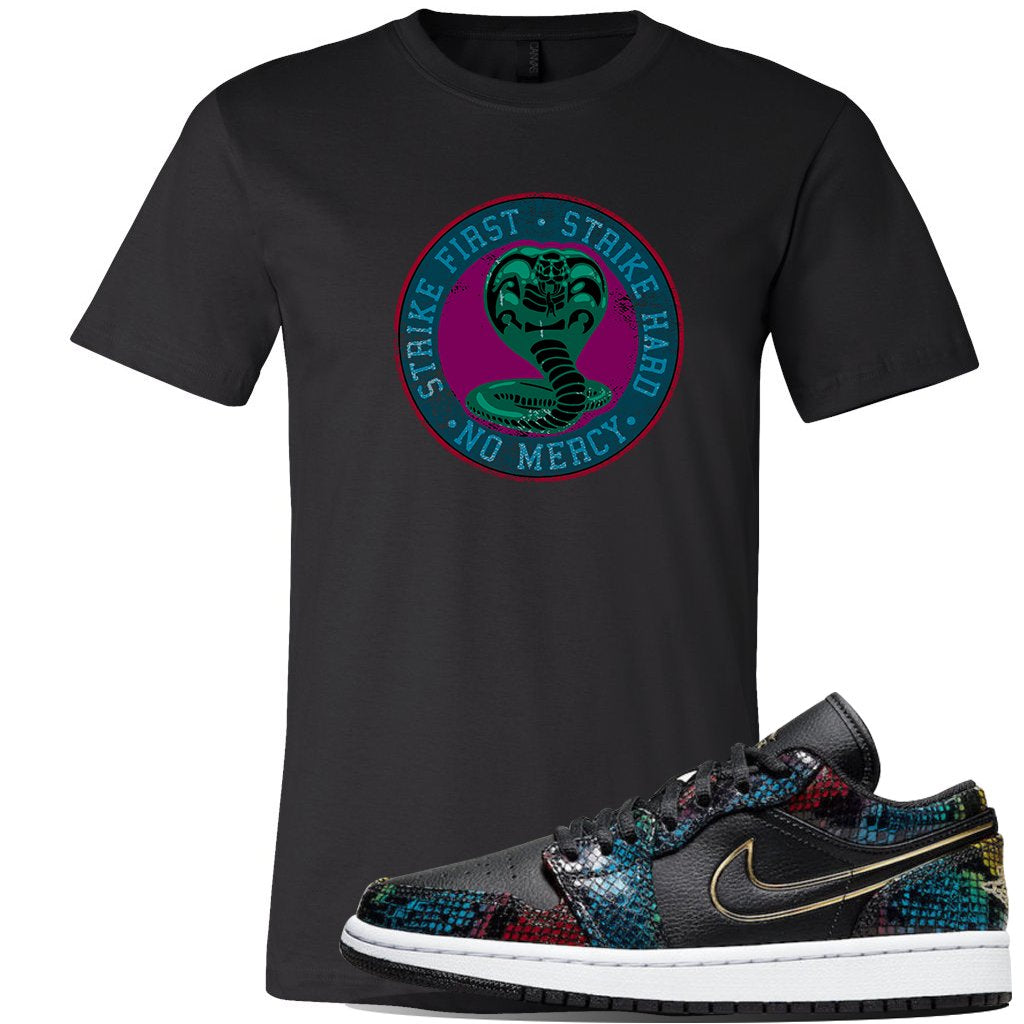 Jordan 1 Low Multicolor Snakeskin Sneaker Black T Shirt | Tees to match WMNS Jordan 1 Low Multicolor Snakeskin Shoes | Cobra Snake