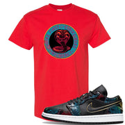 Jordan 1 Low Multicolor Snakeskin Sneaker Red Pullover Hoodie | Hoodie to match WMNS Jordan 1 Low Multicolor Snakeskin Shoes | Cobra Snake