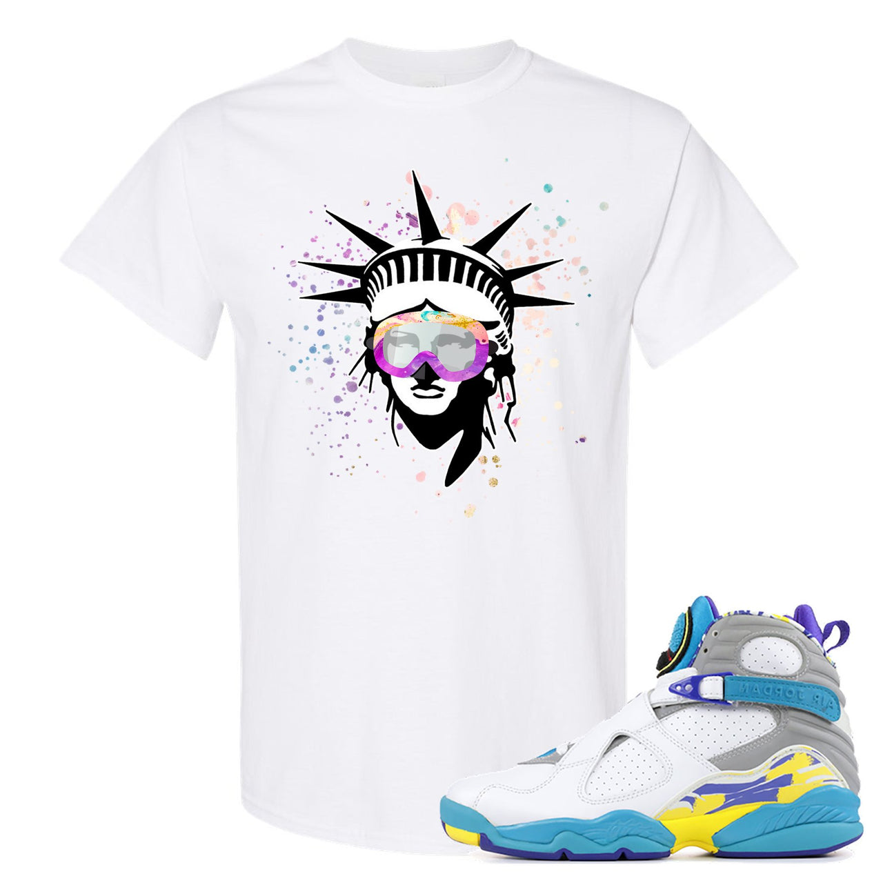 White Aqua 8s T Shirt | Liberty Head, White