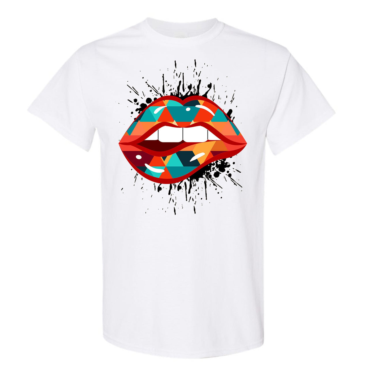 Multicolor 98s T Shirt | Lips Geometric Design, White