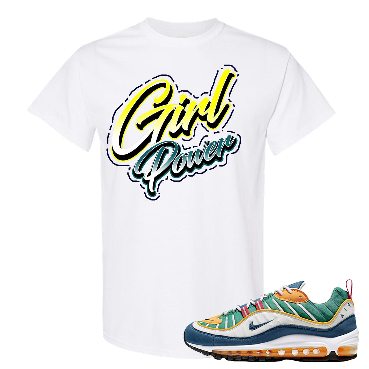 Multicolor 98s T Shirt | Girl Power, White