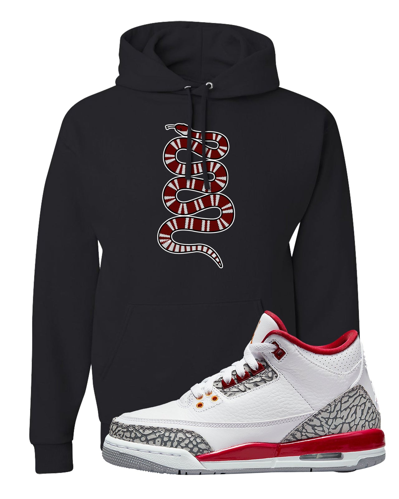 Cardinal Red 3s Hoodie | Coiled Snake, Black